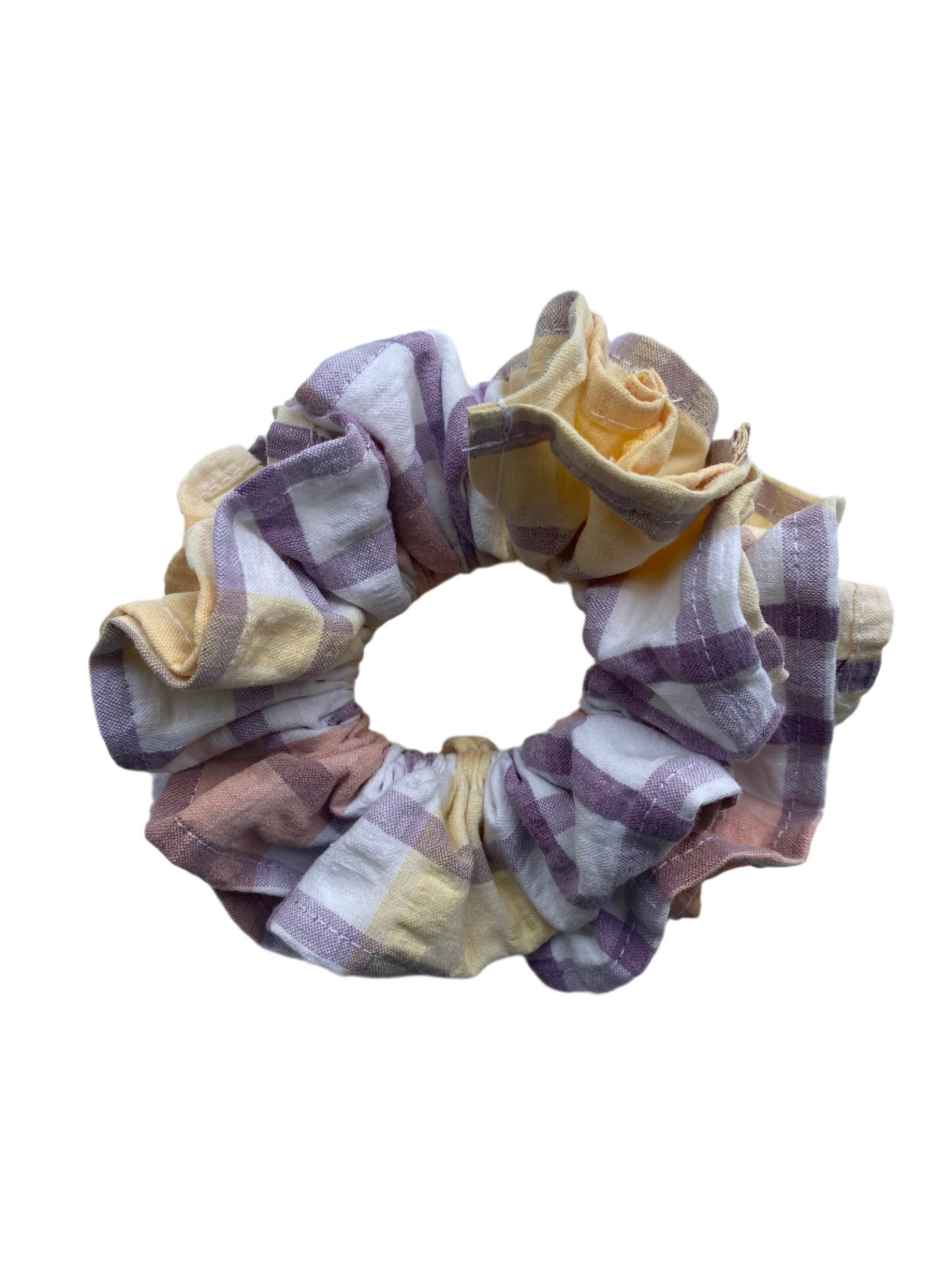 Purple check scrunchie